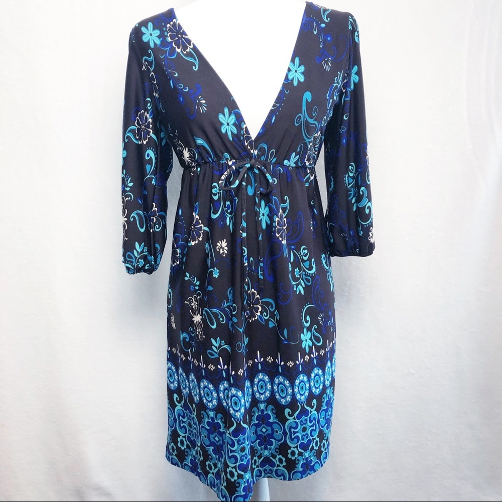 Hypnotized V Neck Chocolate Stretch Dress Size M.